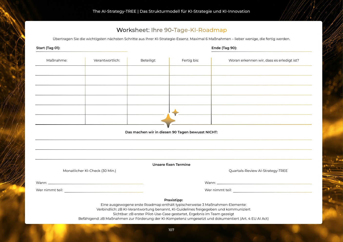 Worksheet 23 – Ihre 90-Tage-KI-Roadmap